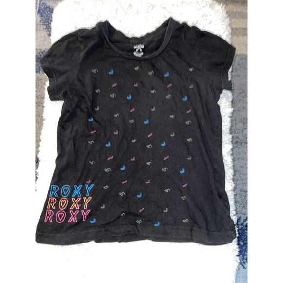 Roxy girls sz. L black logo design tee. Cute, fun - Picture 2 of 6